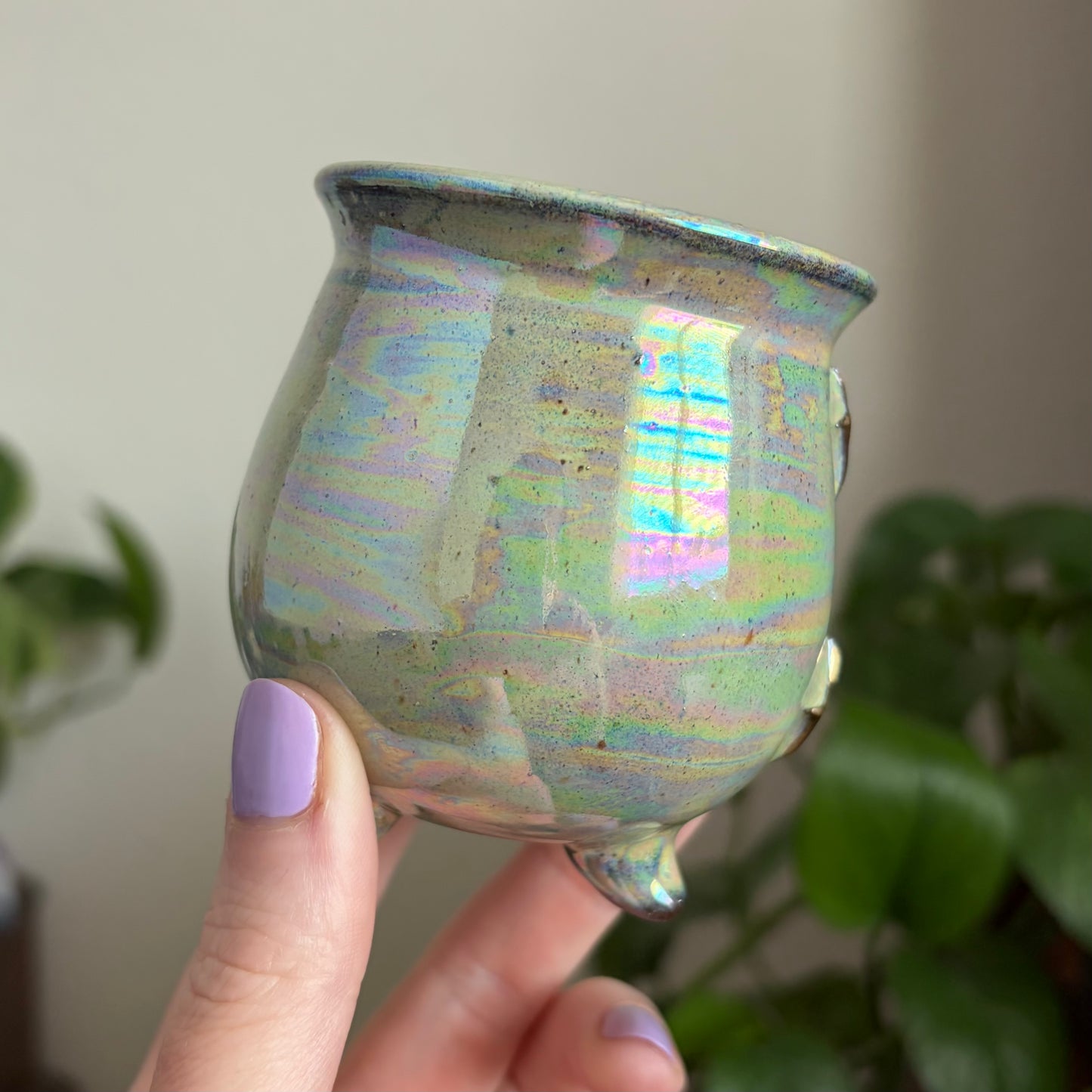 Moon + Stars Mini Ritual Cauldron • Aura Meadow Glaze