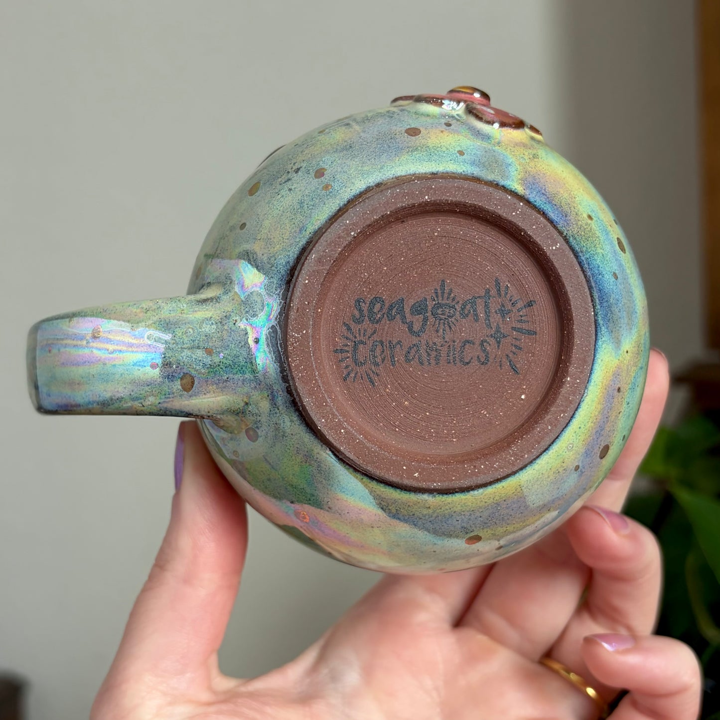 Pink Flower Mug • Aura Meadow Glaze • 12 fl oz