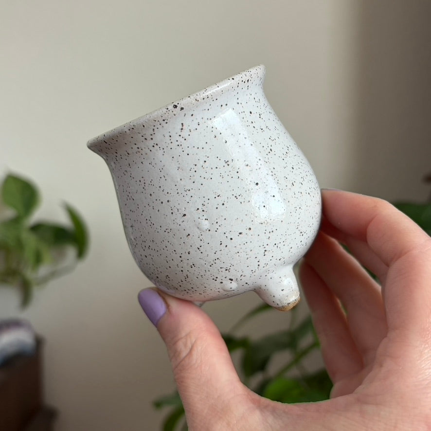 Full Moon + Stars Mini Ritual Cauldron • Snow Glaze