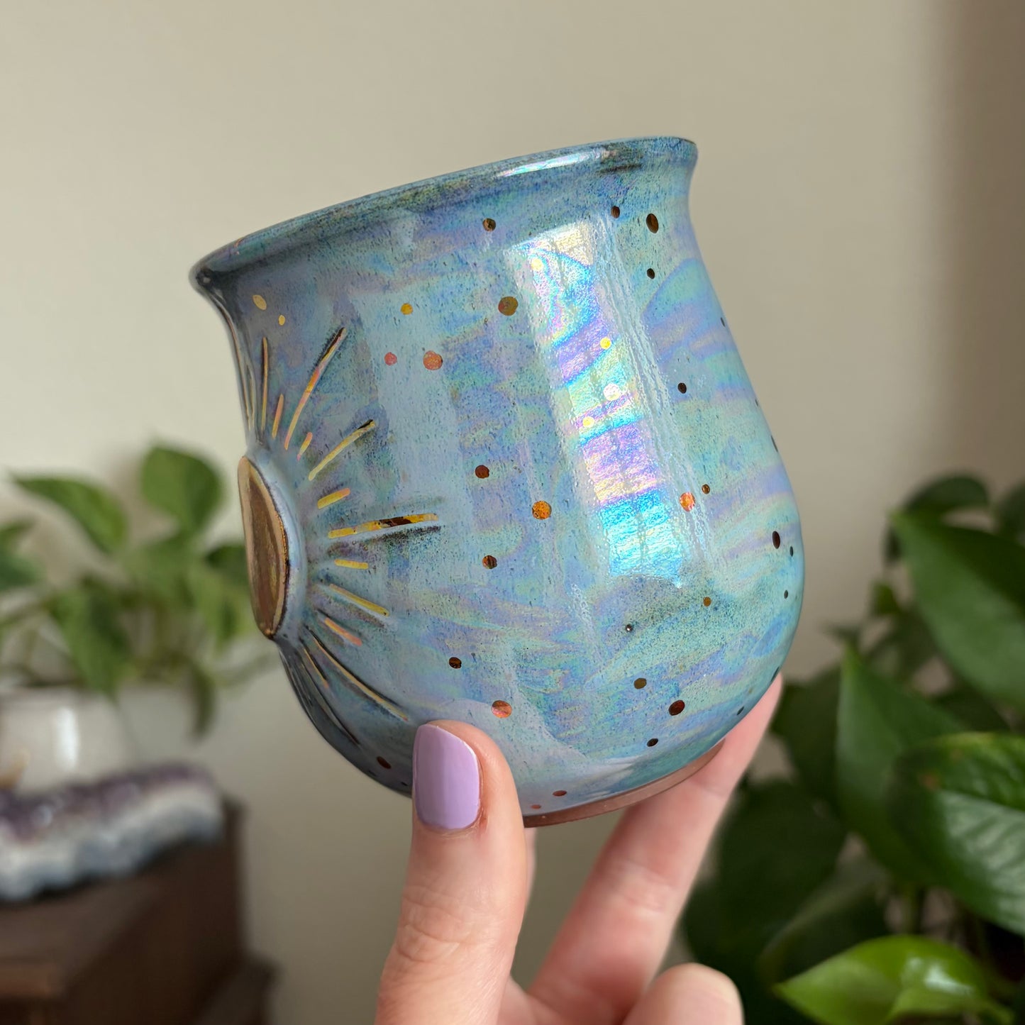 Shining Sun Mug • Aura Blue Glaze • 13 fl oz