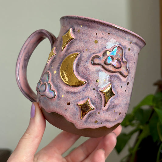 Celestial Mug • Drippy Bubblegum Glaze • 14 fl oz